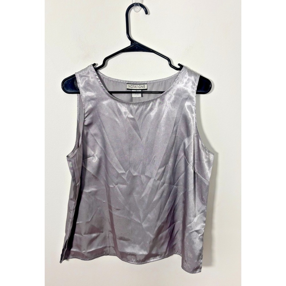 Notations Silver Gray Tank Top Blouse Women's Large